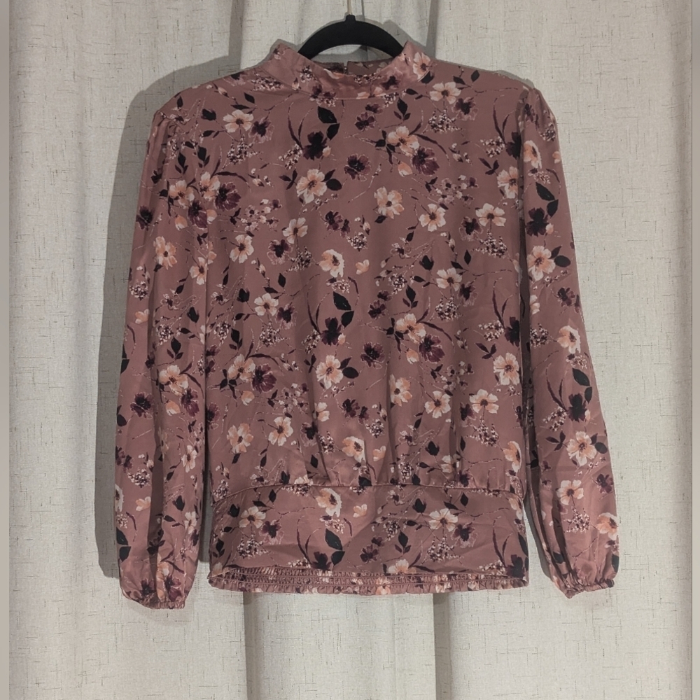 Lily White Floral Blouse in Mauve and Black